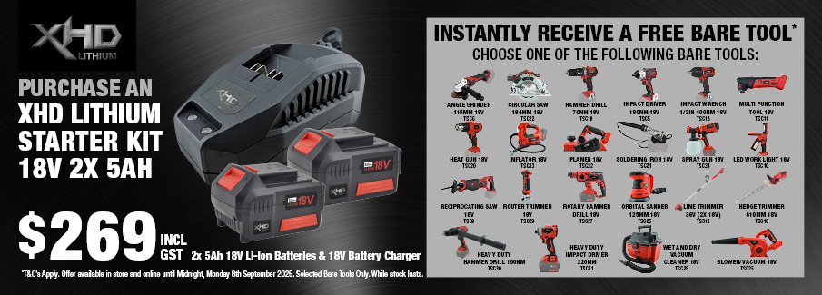 XHD Lithium Starter Kit FREE Bare Tool 1 Aug - 8 Sept 2025